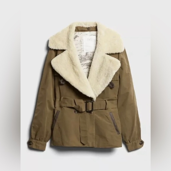 BANANA REPUBLIC HERITAGE SHIRRED EQUESTRIAN JACKET WATERBUCK BROWN - Picture 3 of 4